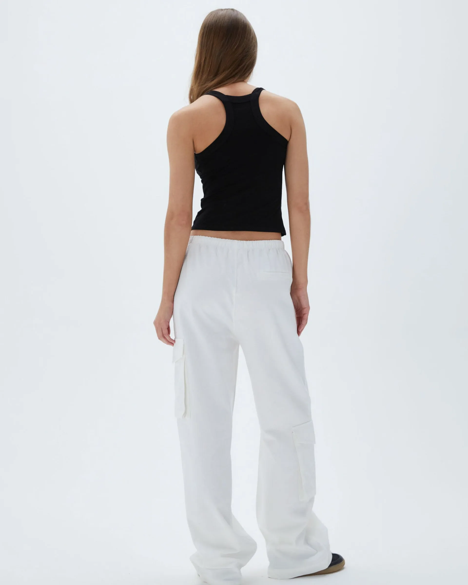 Rib Wide Binding Vest Top - Black