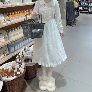 Ruffled Chiffon Dress With Peter Pan Collar