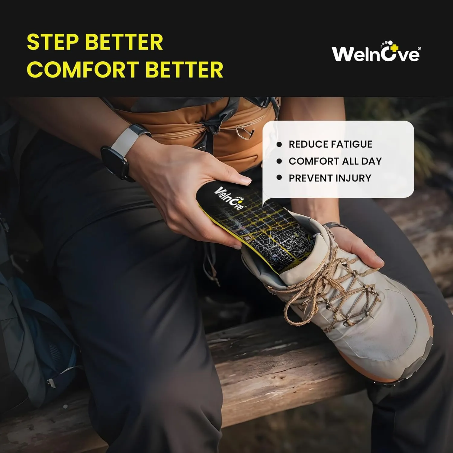 Running Sports Insoles Plantar Fasciitis - Welnove Athletic Inserts Arch Support for Flat Feet - Shock Absorption Insoles Foot Pain Fatigue Relief, Enhance Performance, Fit Most Shoes, Men Women (L)