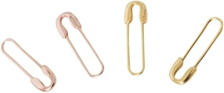 Safety Pin Earrings, Gold Safety Pin Hoop Earrings, Minimalist Rose Gold Earrings, Gold Vermeil Earrings, Padlock Earrings