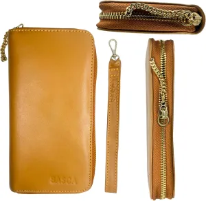 SASCA Genuine Leather Clutch Purses for Women, RFID Blocking Large Capacity Zip Around Card Holder Phone Purse Organizer, Stylish & Secure Womens Wallet with Wristlet Wallets for Women