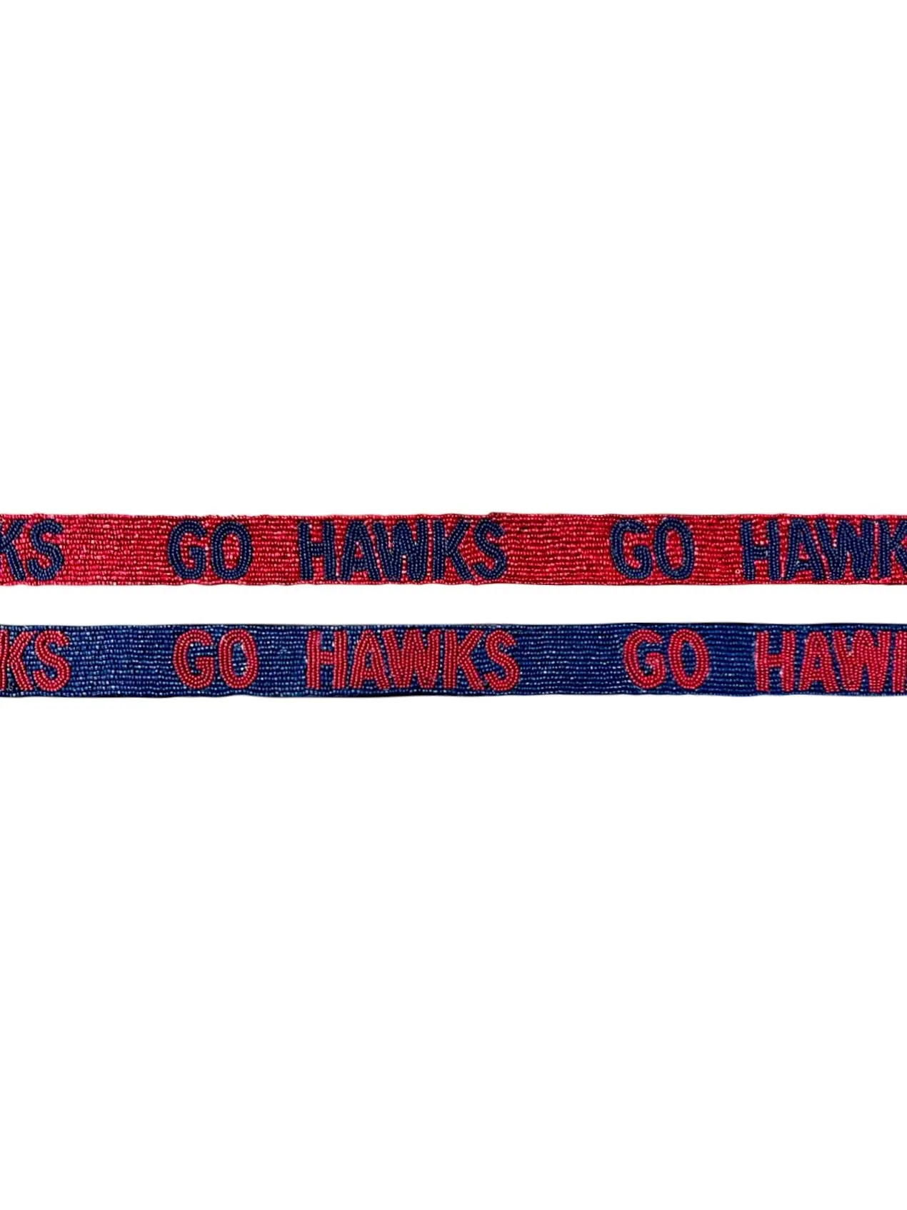 Seed Bead Strap- Go Hawks (Blue w/Red Hawks)