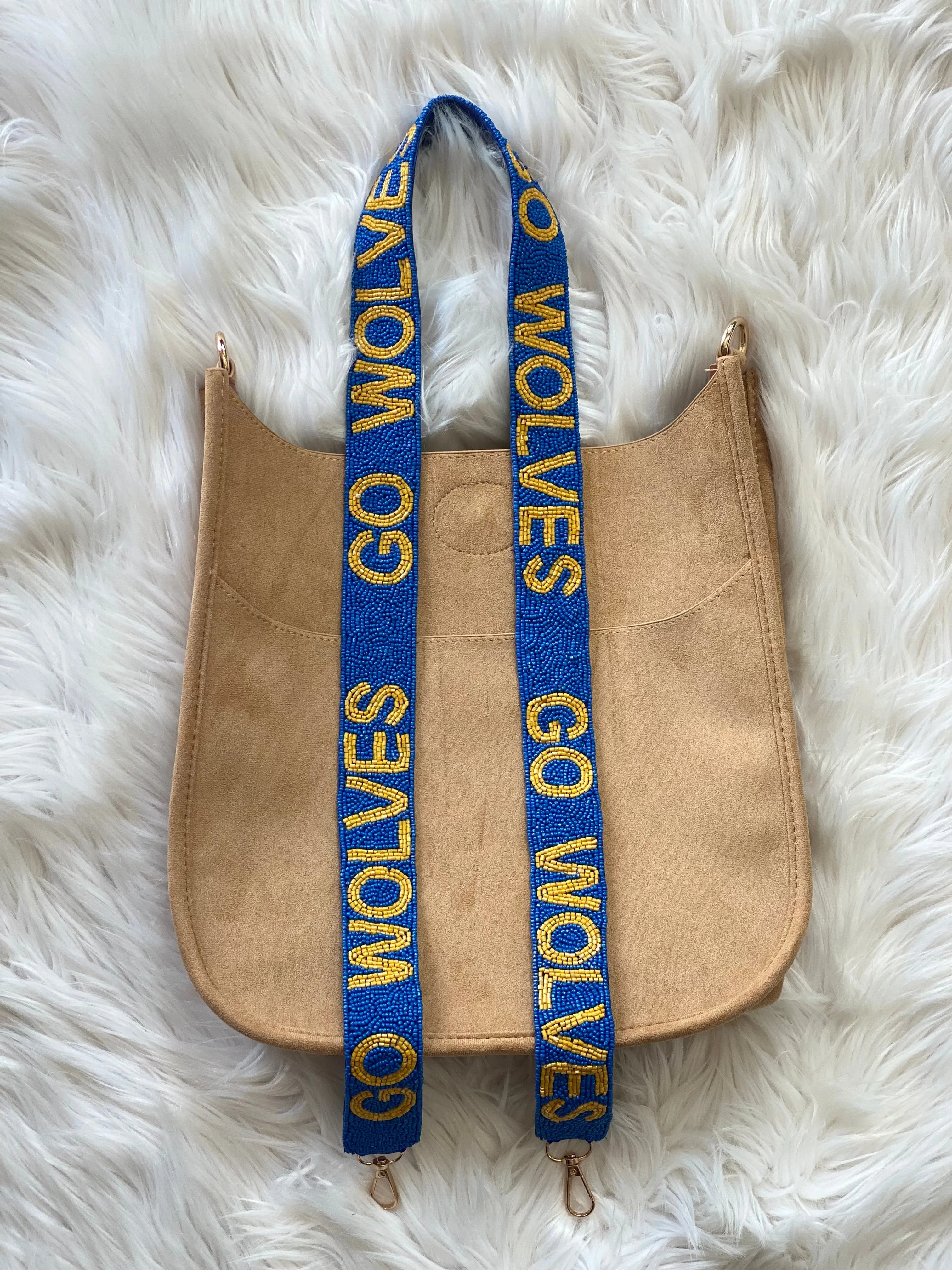 Seed Bead Strap- Wolves (Blue/Yellow)