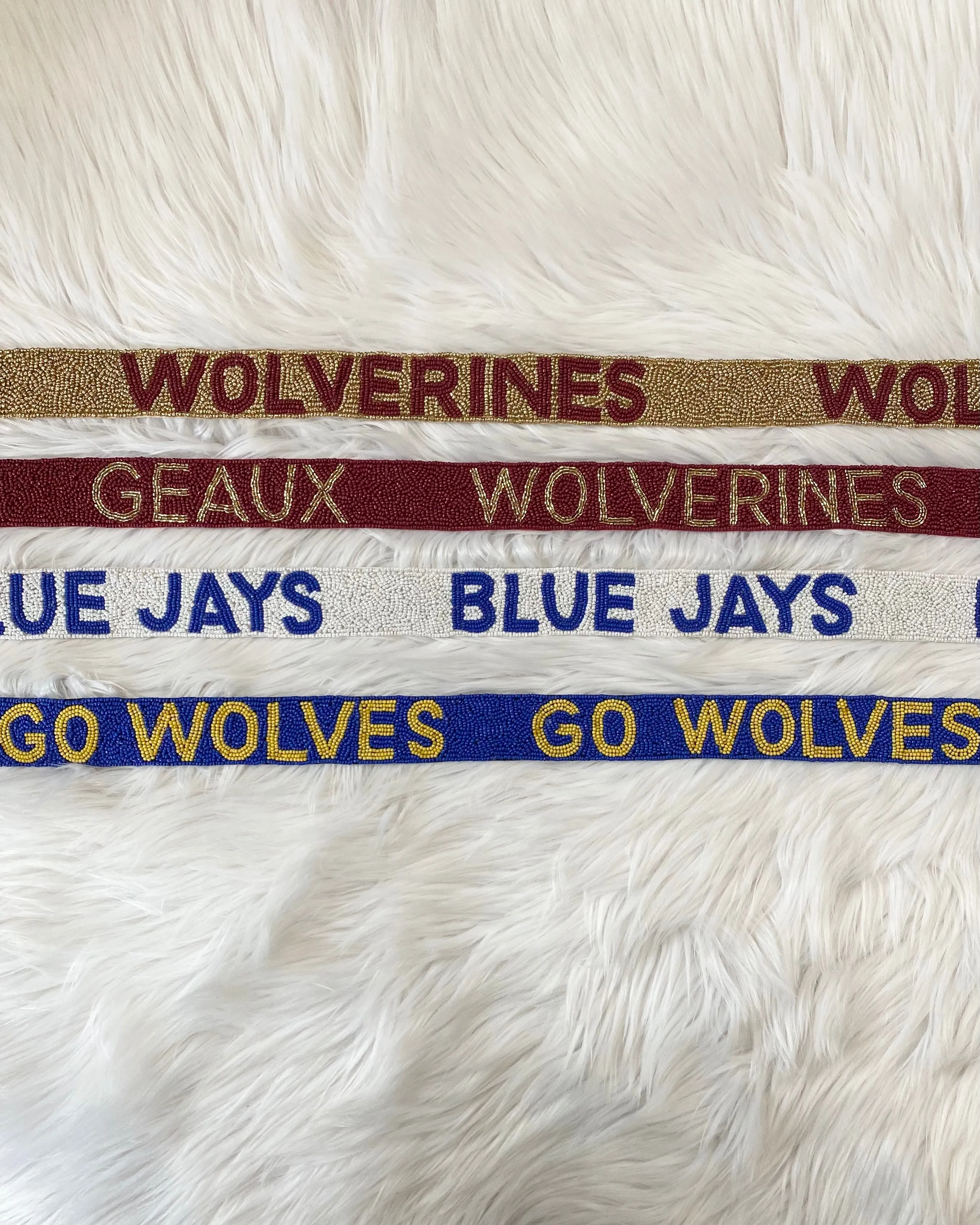 Seed Bead Strap- Wolves (Blue/Yellow)
