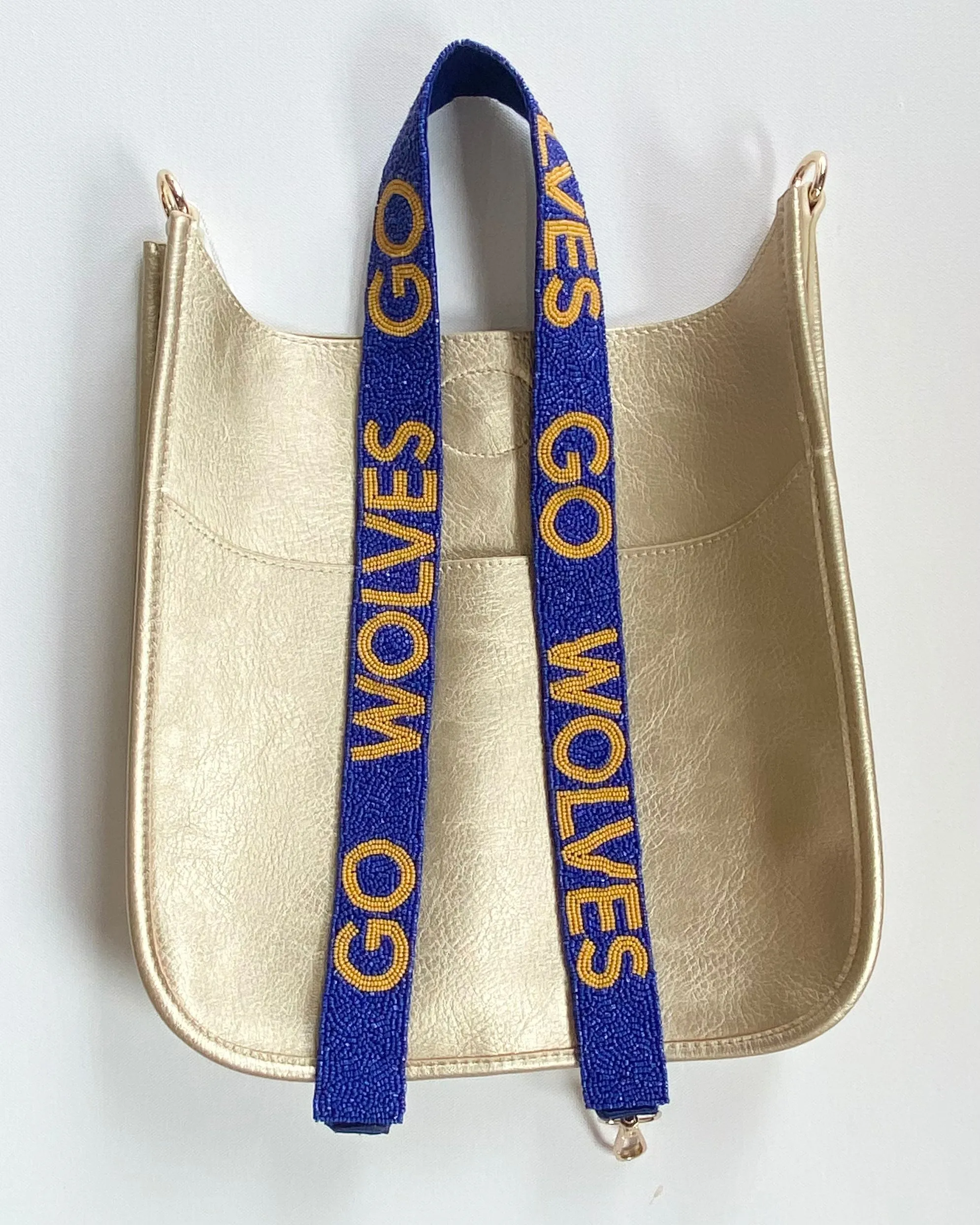 Seed Bead Strap- Wolves (Blue/Yellow)