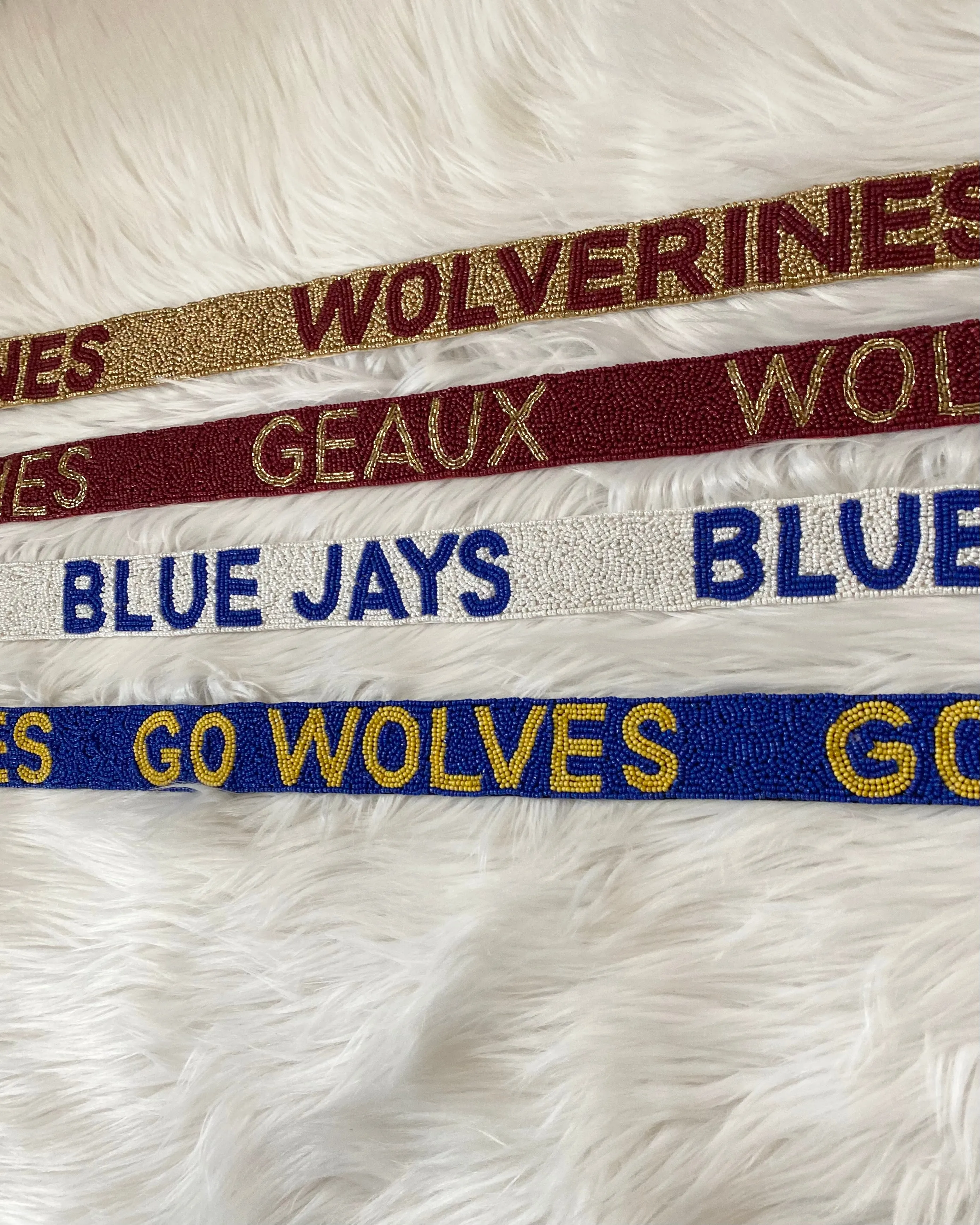 Seed Bead Strap- Wolves (Blue/Yellow)