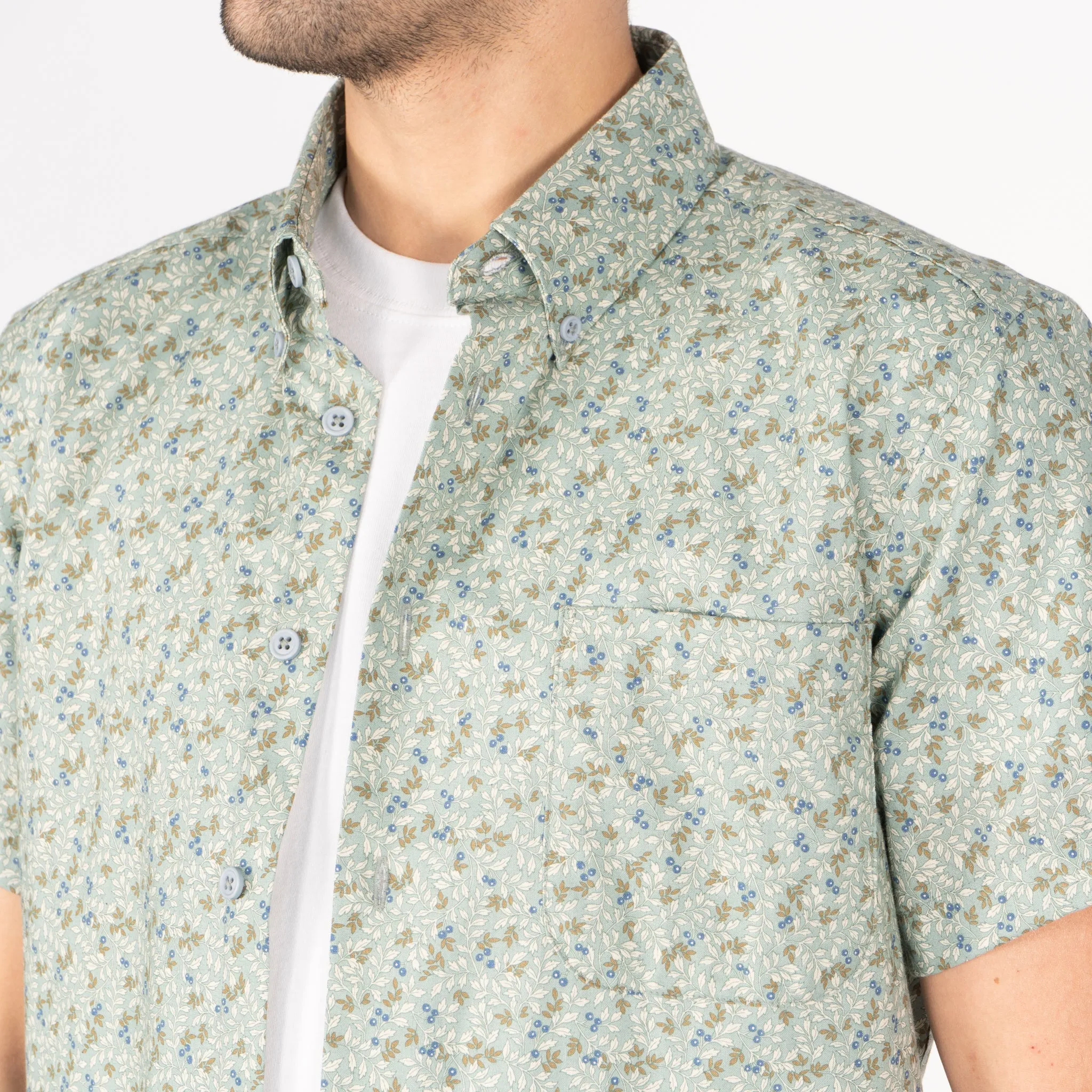 Short Sleeve Easy Shirt - Nuts & Berry -Blue