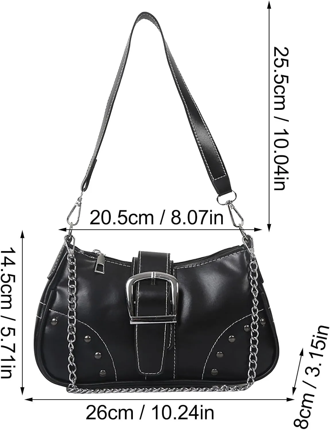 Shoulder Bags for Women Fashion Rivet Chain Ornament Satchel Shoulder Handbags Trendy Vintage Daily Use Purses