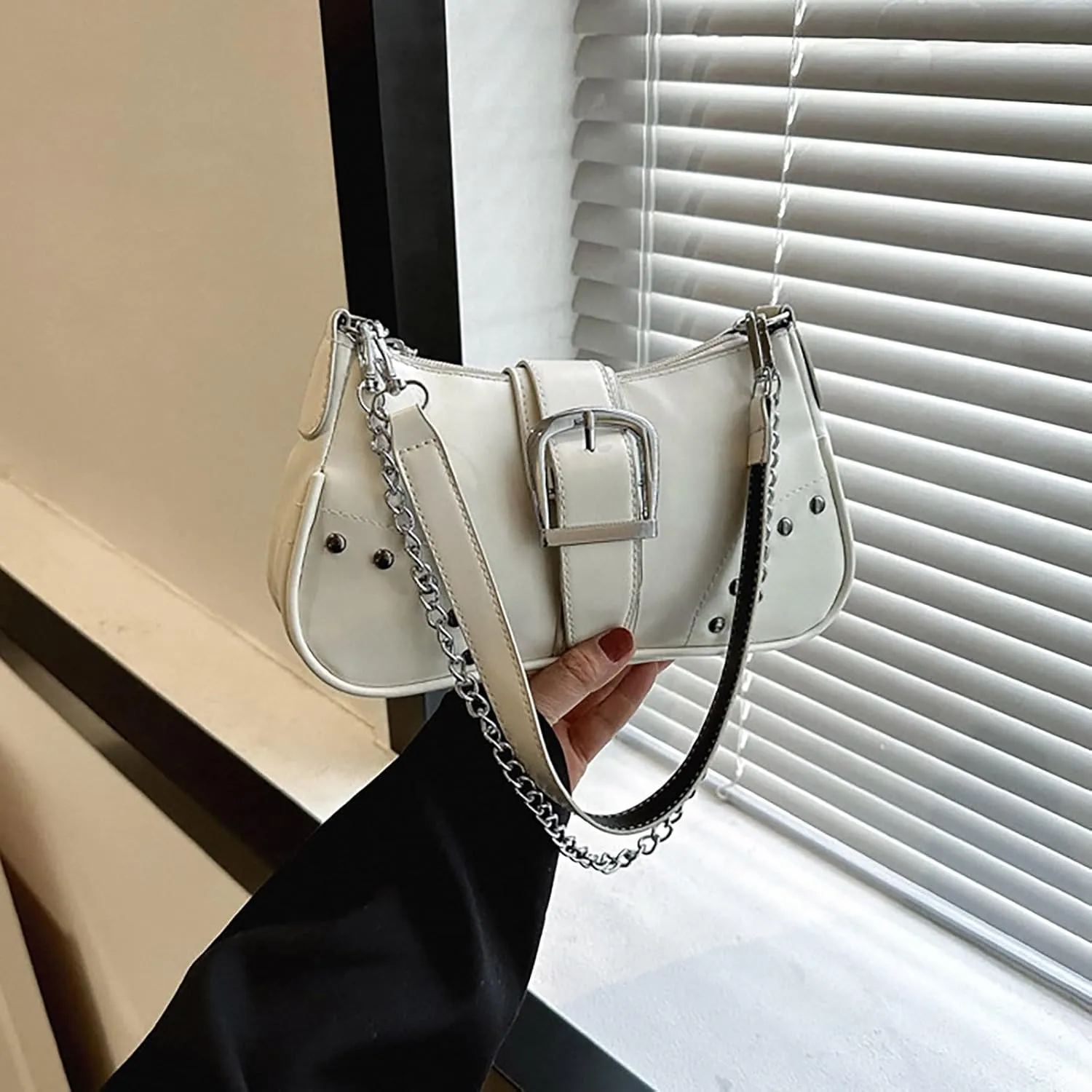 Shoulder Bags for Women Fashion Rivet Chain Ornament Satchel Shoulder Handbags Trendy Vintage Daily Use Purses