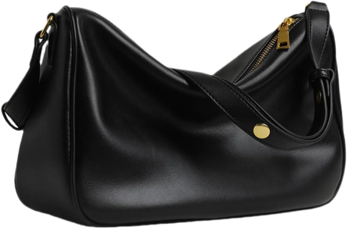 Shoulder Bags Purses and Handbags for Women Soft PU Leather Top Handle Tote Satchel Ladies Hobo Crossbody Bags Armpit Bag (Black)