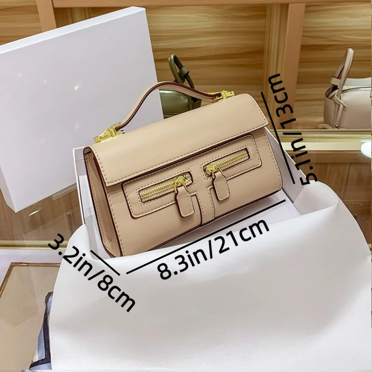 Shoulder Bags Purses Handbags for Women with 2 Removable Straps Top Handle Satchel Ladies Vintage Crossbody Bags (Beige)