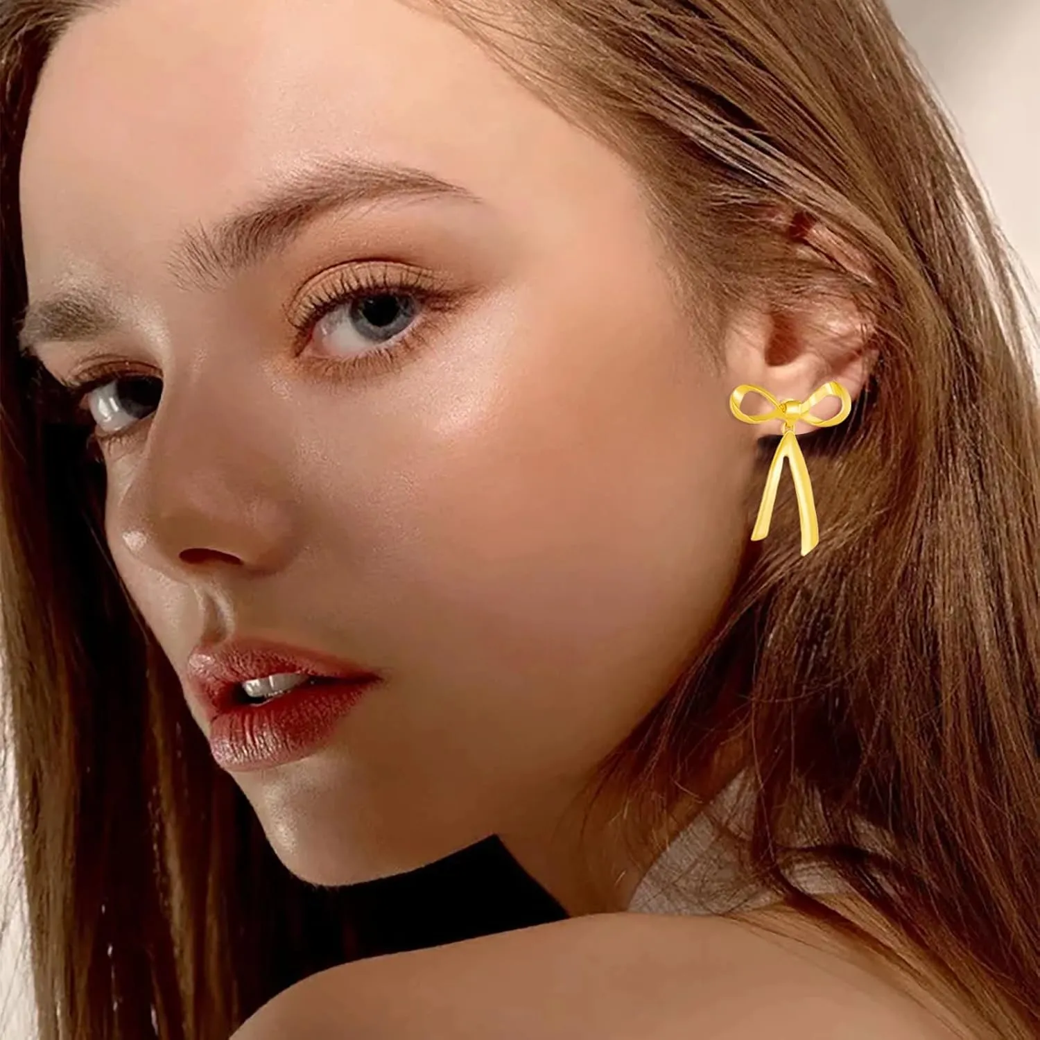 Silver Bow Earrings - Sparkle Long Dangle Rhinestone Drop Bling Gold Bowknot Earrings