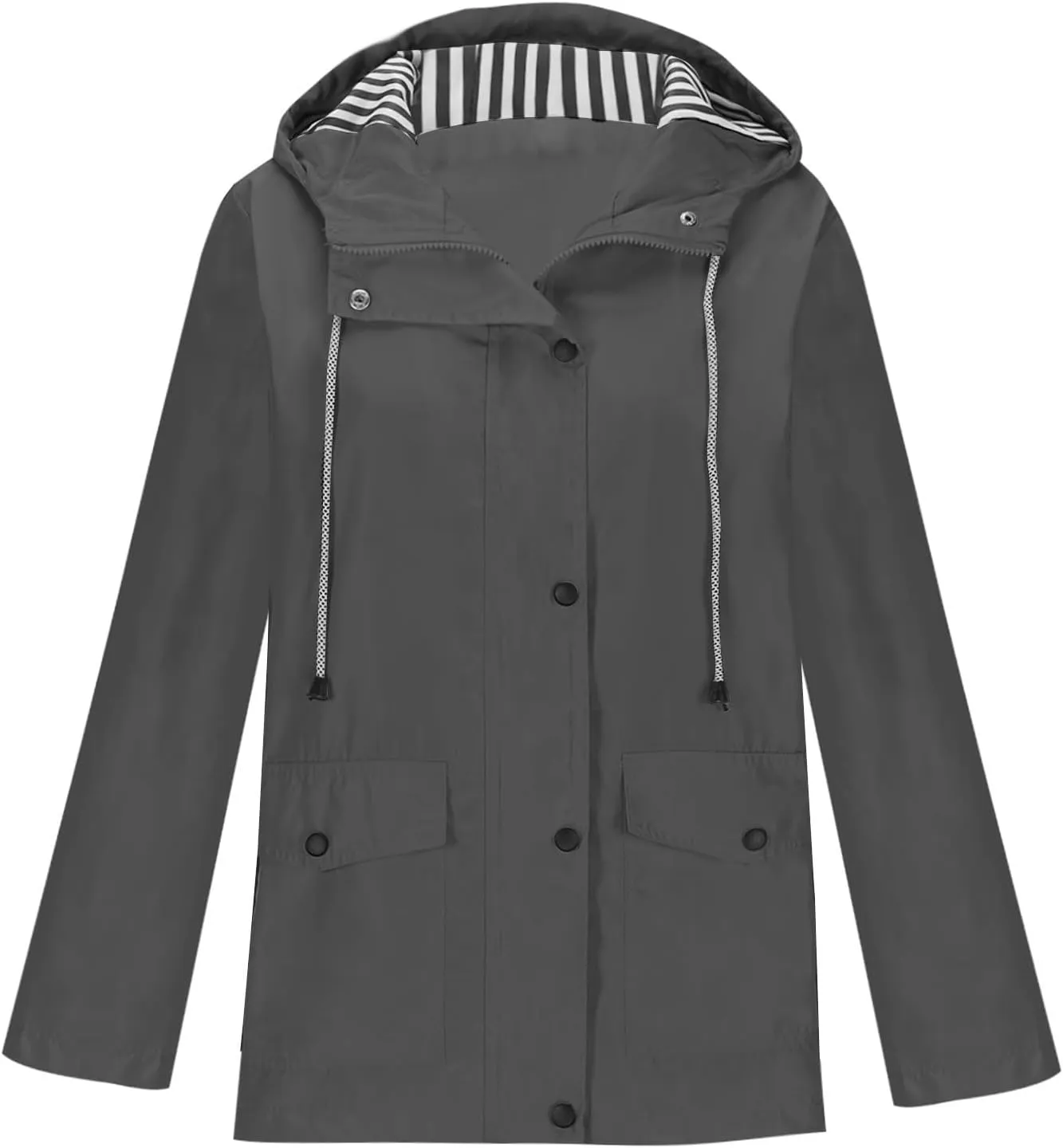 Sinzelimin Raincoat Hoodie for Women Lightweight Hooded Travel Jacket Solid Color Rain Jacket Outdoor Windproof Windbreaker
