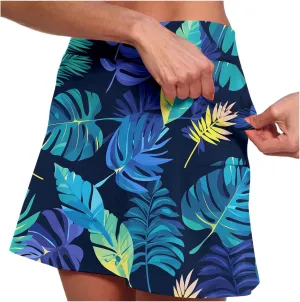 Skirt with Shorts Underneath with Pockets for Women Workout Golf Athletic Tennis Skorts Tropical Graphic Summer Clothes