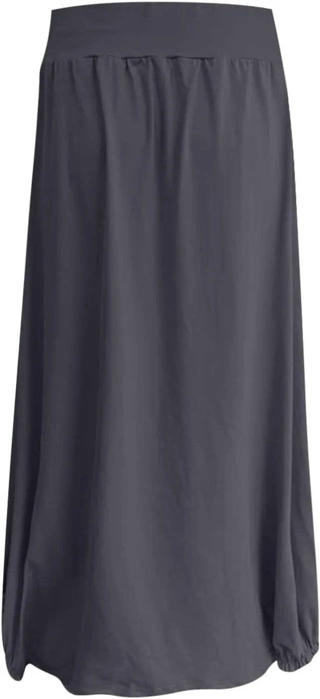 Skirts for Women Summer Boho Maxi Skirt with Pockets Elastic High Waist Casual Bohemian Dresses Spring A Line Dress