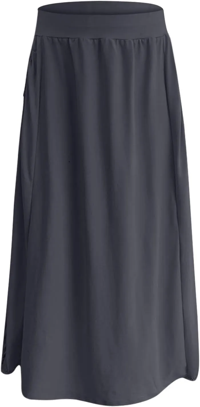 Skirts for Women Summer Boho Maxi Skirt with Pockets Elastic High Waist Casual Bohemian Dresses Spring A Line Dress
