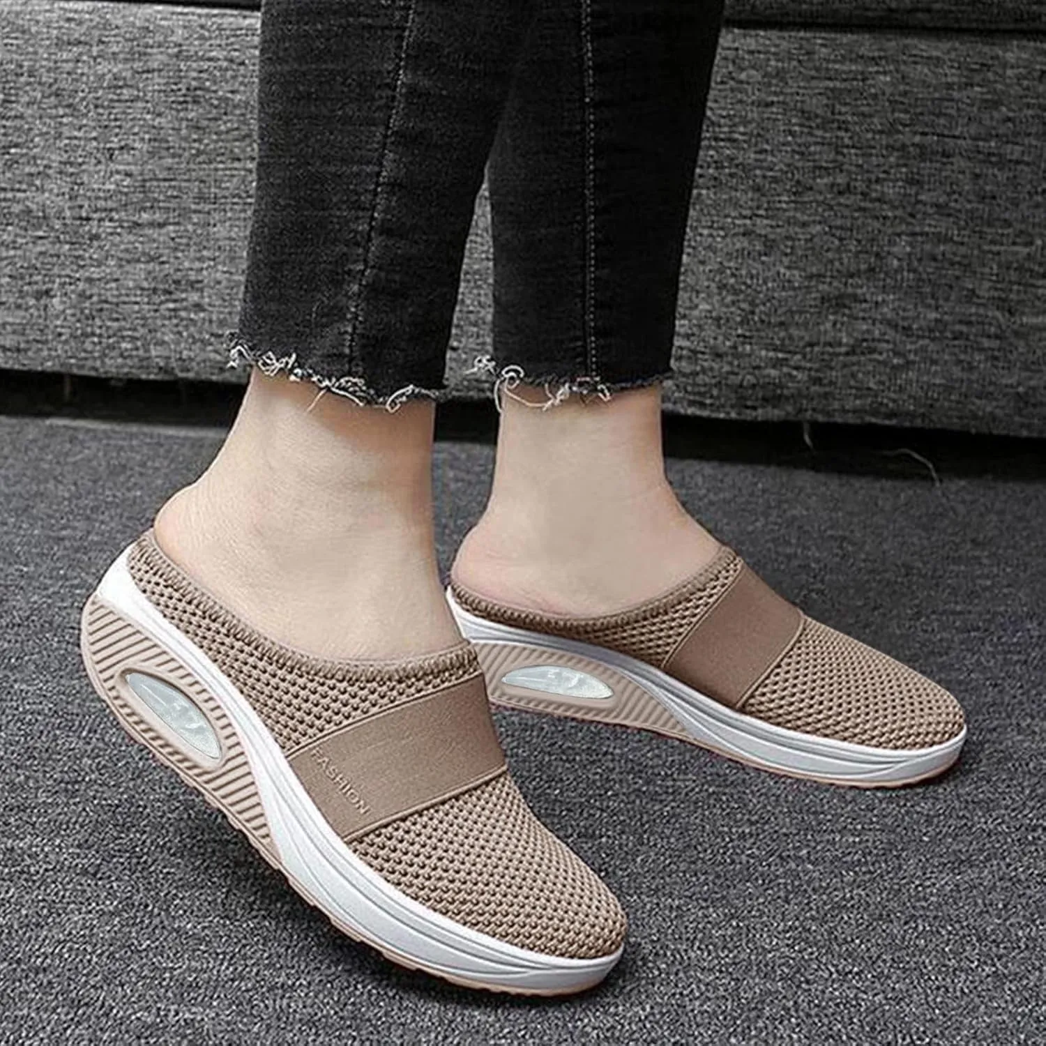 Slip-On Knit Cushion Shoes Support Walking Casual with Arch Comfort Outdoor Walking Orthopedic Air Dress Shoes Women