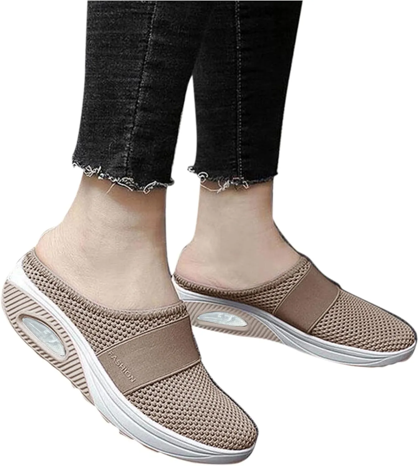 Slip-On Knit Cushion Shoes Support Walking Casual with Arch Comfort Outdoor Walking Orthopedic Air Dress Shoes Women