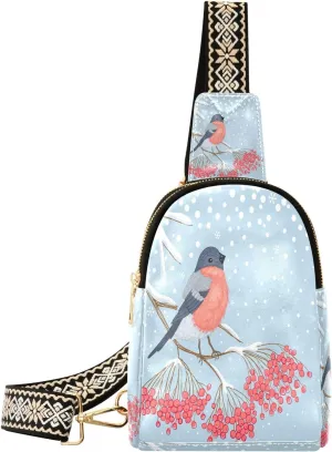 Small Sling Bag Fanny Packs Crossbody Bags for Women Beautiful Bullfinch Leather Fashion Chest Bag Belt Bag for Women for Travel Sports Running Hiking