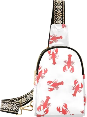 Small Sling Bag for Women Red Lobster PC Leather Fanny Pack Crossbody Fashion Waist Packs Chest Bag for Travel Sports Running Hiking