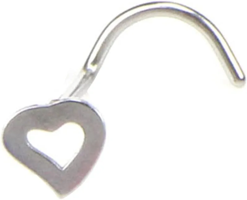 SMDSAZ 3 Piece Stainless Steel Hollow Heart Shape Nose Studs Hooks Bar Pin Nose Ring Body Piercing Jewelry for Women (Metal Color : Gold)
