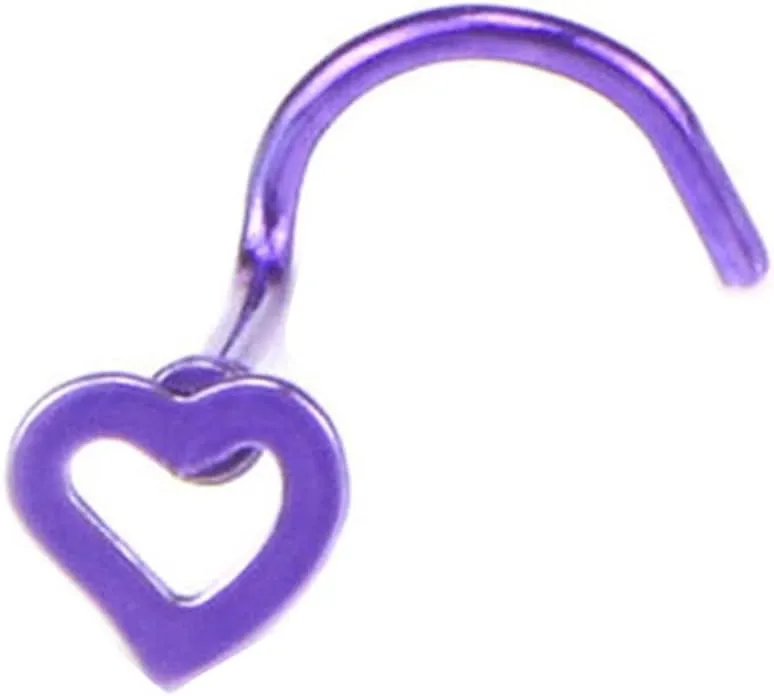 SMDSAZ 3 Piece Stainless Steel Hollow Heart Shape Nose Studs Hooks Bar Pin Nose Ring Body Piercing Jewelry for Women (Metal Color : Gold)