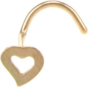 SMDSAZ 3 Piece Stainless Steel Hollow Heart Shape Nose Studs Hooks Bar Pin Nose Ring Body Piercing Jewelry for Women (Metal Color : Gold)