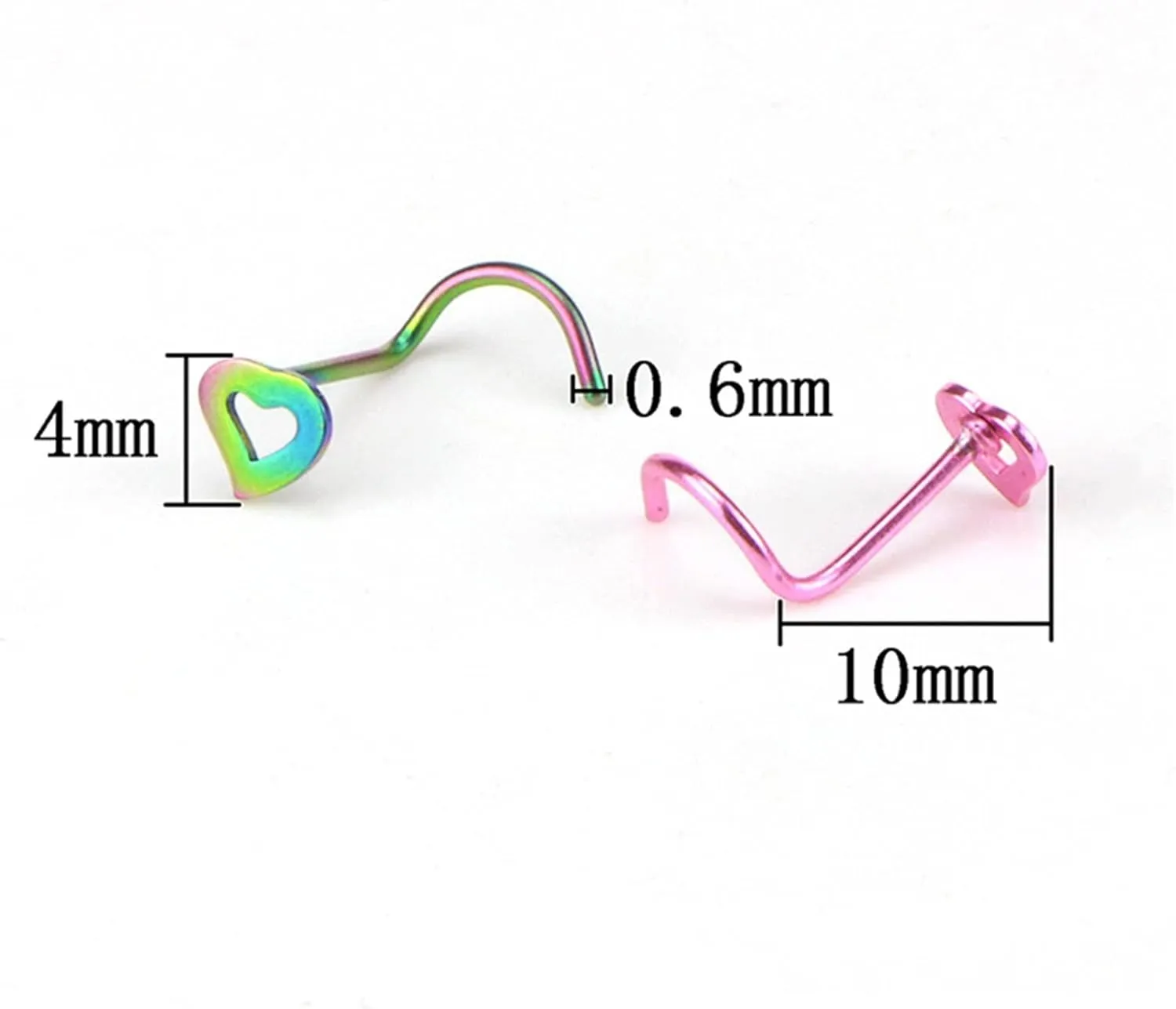 SMDSAZ 3 Piece Stainless Steel Hollow Heart Shape Nose Studs Hooks Bar Pin Nose Ring Body Piercing Jewelry for Women (Metal Color : Gold)