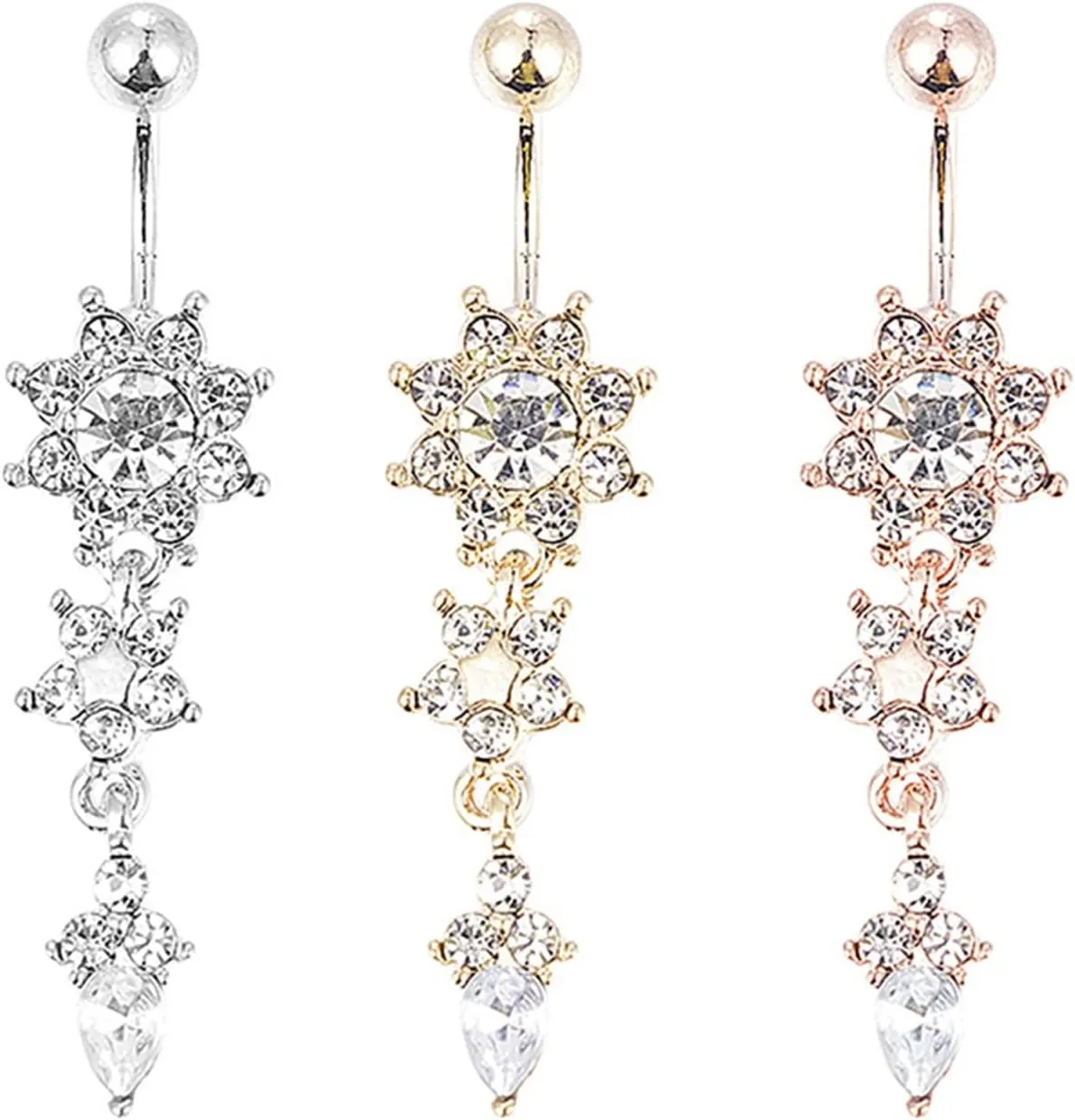 SMDSAZ Crystal Belly Button Ring Barbell Dangle Pendant Body Piercing Belly Button Buckle Men Women Body Jewelry (Metal Color : Black Zinc Plated)