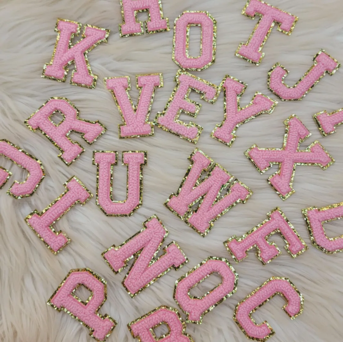 Soft Pink Varsity Letter Patches