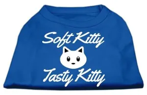Softy Kitty, Tasty Kitty Screen Print Dog Shirt Blue XS (8)