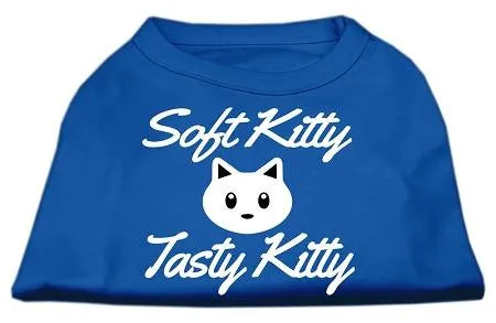 Softy Kitty, Tasty Kitty Screen Print Dog Shirt Blue XS (8)