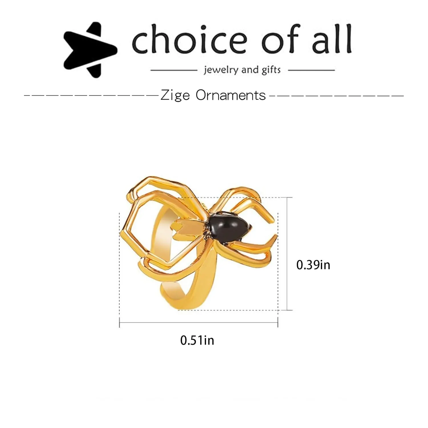 Spider Ear Cuff Earrings Halloween Earrings Non piercing Gothic Spider Wrap Earrings Spider Clip Cuff Earrings for Women Men (Gold Spider)
