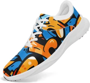 Spikeless Golf Shoes for Men, Women's Breathable Abstract Art Non-Slip Sports Walking Shoes with Air-Outer Golf Sneakers