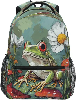 Sport Backpack for Men Women Fashion Vintage Daypacks with Chest Strap for Travel Trip Art Frog A River