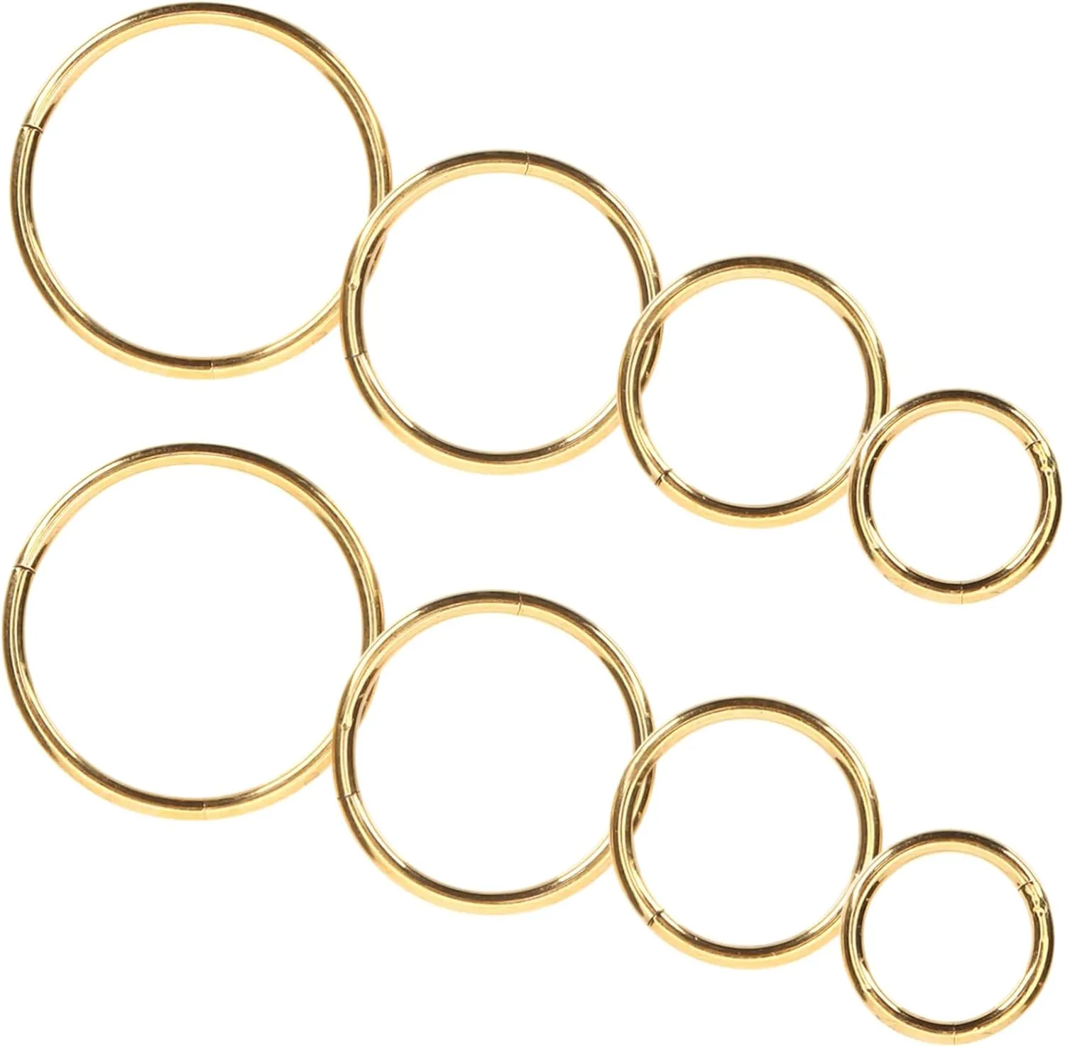 Stainless Steel Nose Rings 8pcs Gold Nose Hoops for Women Fashion Metal 1.0 * 6mm 8mm 10mm 12mm