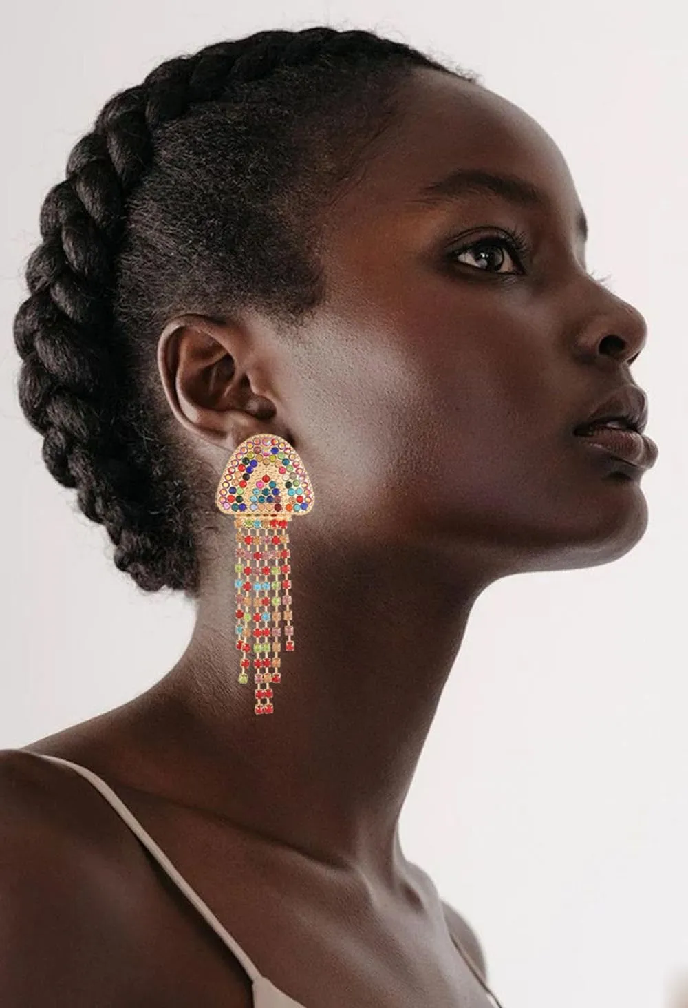 Statement Earrings Long Tassel Earrings Rhinestone Drop Dangle Earrings Crystal Dangling Earrings for Women