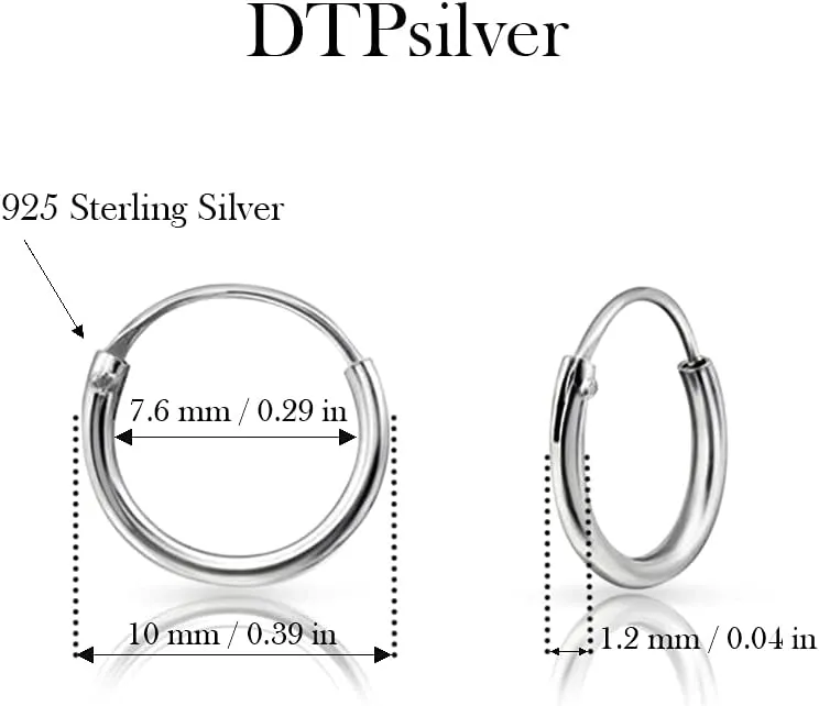 Sterling Silver Hoops Earrings Hypoallergenic - Silver Hoop Earrings Men - Large Hoops for Women - Sleeper Earings - Cartilage - Helix - Nose Ring - Huggie Hoop