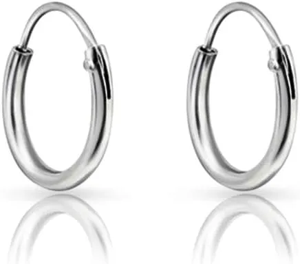 Sterling Silver Hoops Earrings Hypoallergenic - Silver Hoop Earrings Men - Large Hoops for Women - Sleeper Earings - Cartilage - Helix - Nose Ring - Huggie Hoop