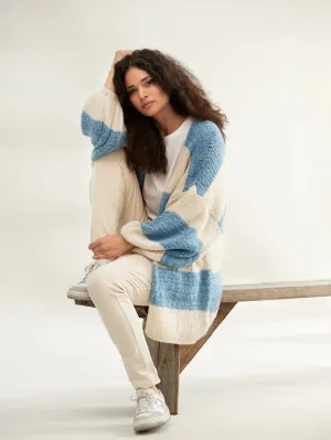 Strickjacke Gerly TT denim/wollweiß gestreift