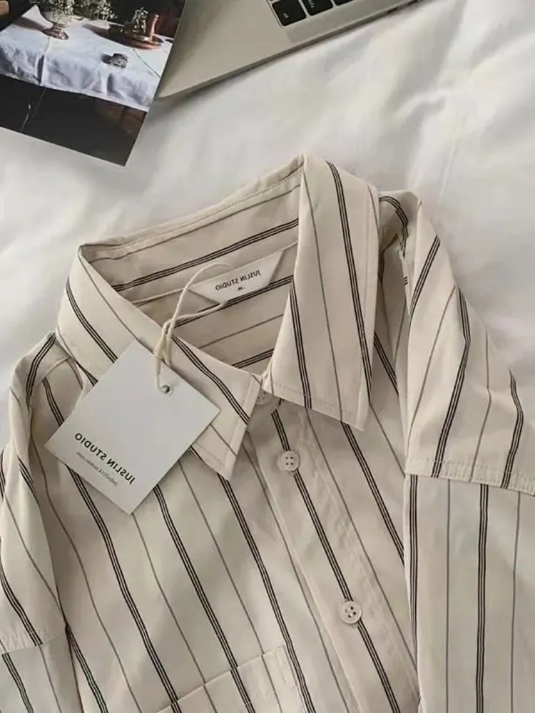 Striped Women Shirts Spring Long Sleeve  Women Shirts Loose Button Up Chic Ladies Shirt Fashion Korean Casual Female Tops
