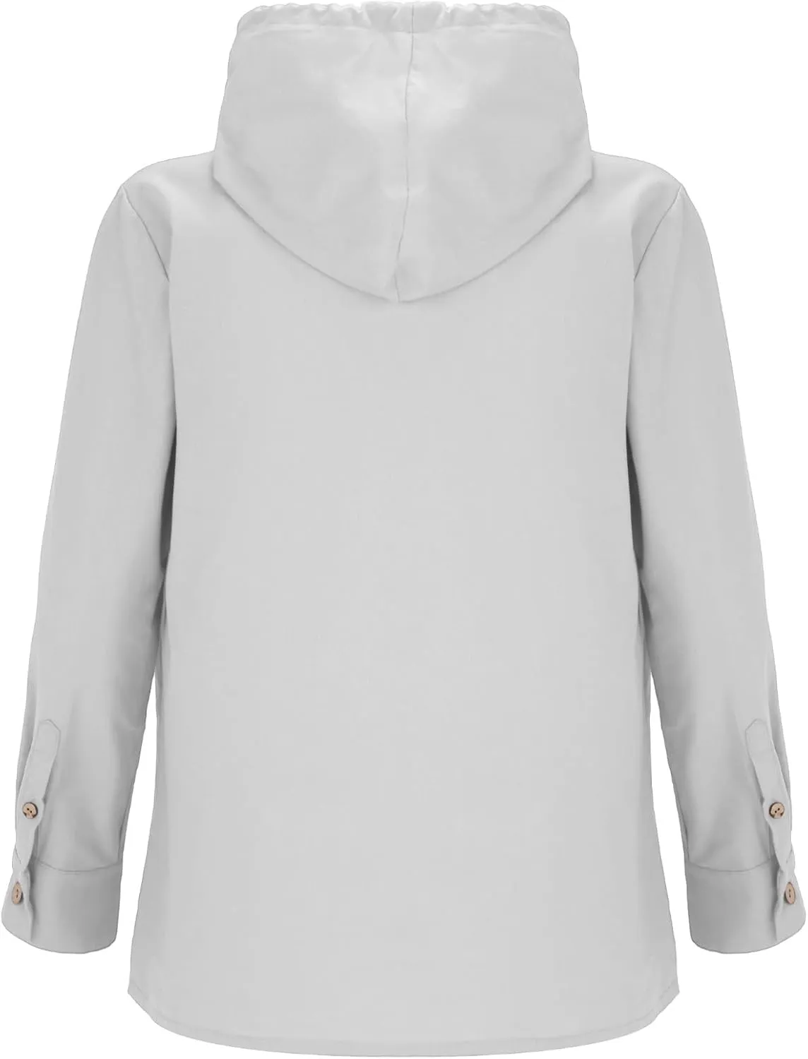 Summer Cotton and Linen Hoodies for Men Solid Fashion Lightweight Shirt Quarter Button V Neck Long Sleeve Drawstring Pullover