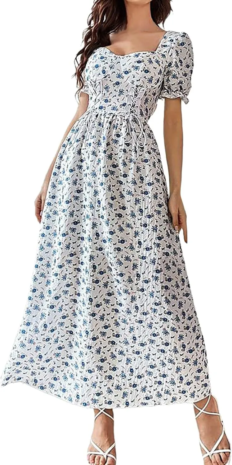 Summer Dress for Women Short Sleeve Plus Size Midi Dress Y2K A Line Dress Modest Dress Soft Casual Disco Dress