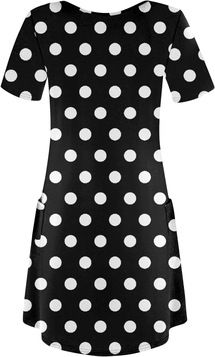 Summer Dresses for Women V Neck Short Sleeve Casual T Shirt Dress Beach Sundresses Swimsuit Coverup with Pockets