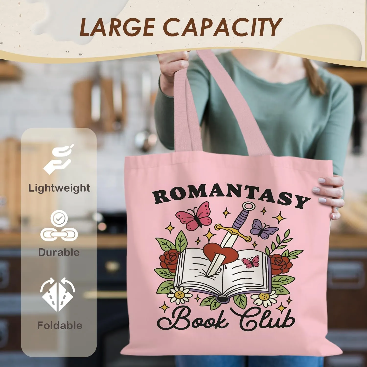 Teacher Tote Bag,Trendy Preppy Pink Tote Bag,Trendy Retro Y2K Preppy,Teacher Gifts for Women