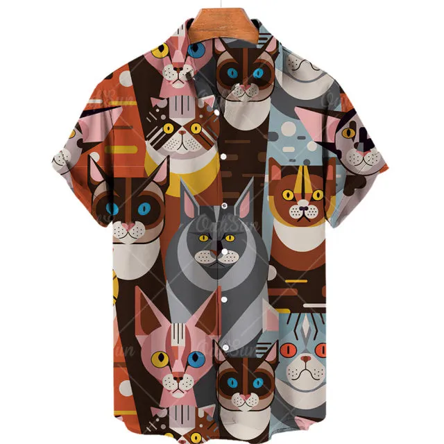 TEEK - Mens Cat Short Sleeve Shirts