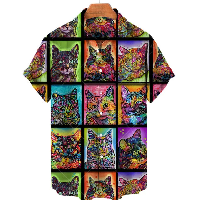 TEEK - Mens Cat Short Sleeve Shirts