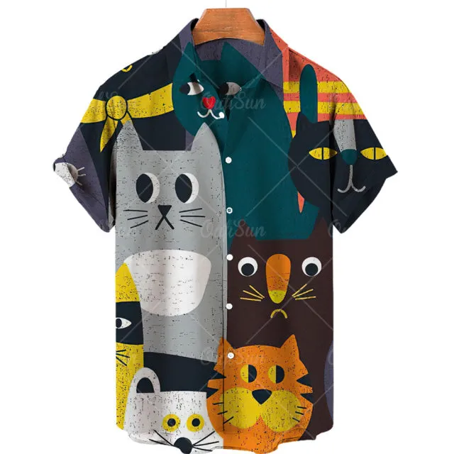 TEEK - Mens Cat Short Sleeve Shirts