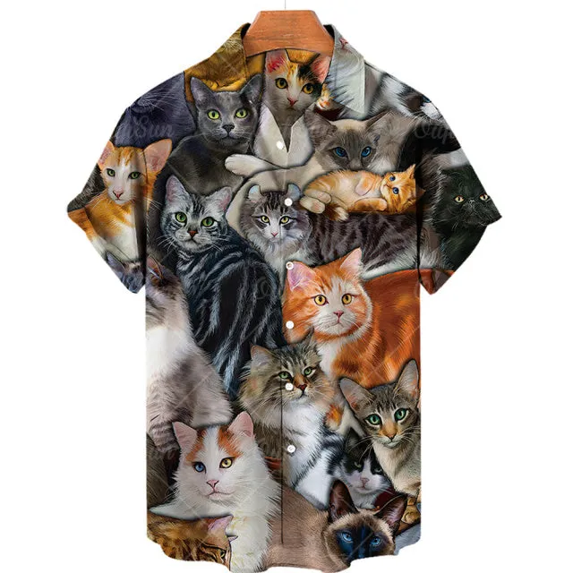 TEEK - Mens Cat Short Sleeve Shirts