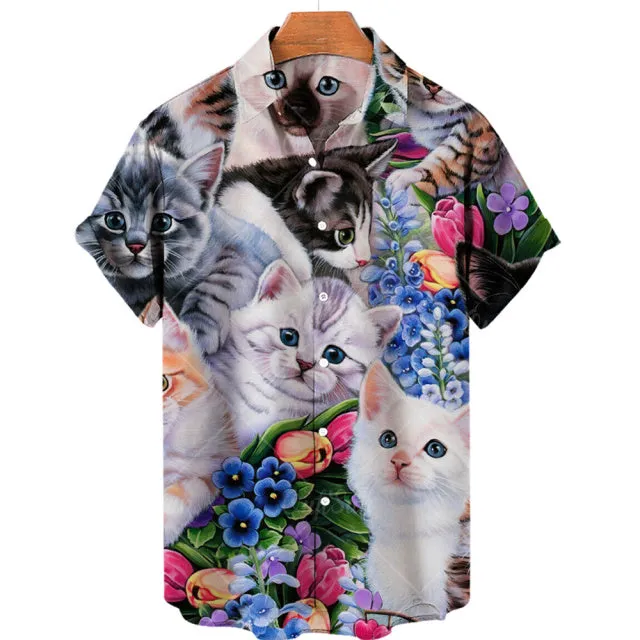 TEEK - Mens Cat Short Sleeve Shirts
